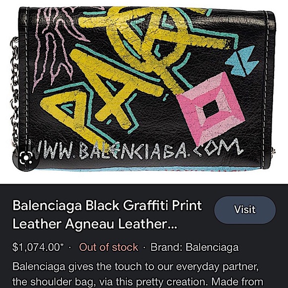 ❌SOLD!!!❌ Authentic Balenciaga graffiti bazar wallet on chain bag - Picture 6 of 6